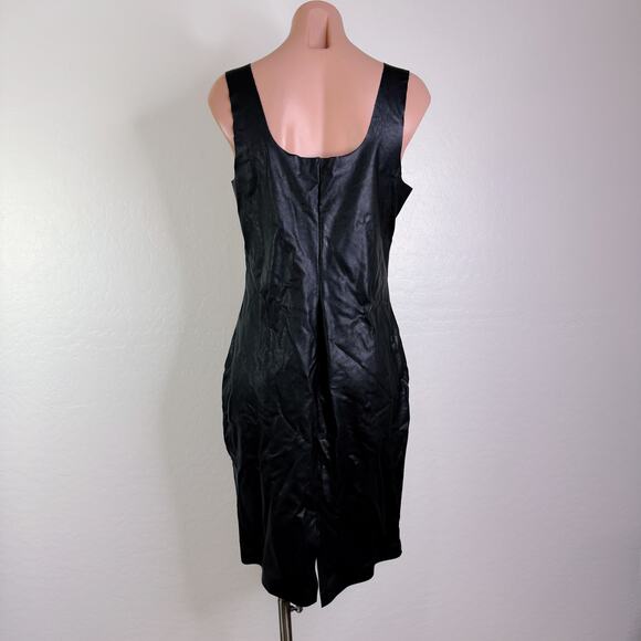 Commando Square Neck Sleeveless Stretch Leather Dress Black Reputation Large NWT - Picture 8 of 11
